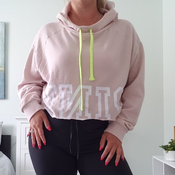 PINK Victoria's Secret Sweaters - Pink crop hoodie
